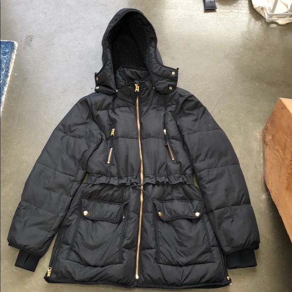 J Crew puffer coat black size small